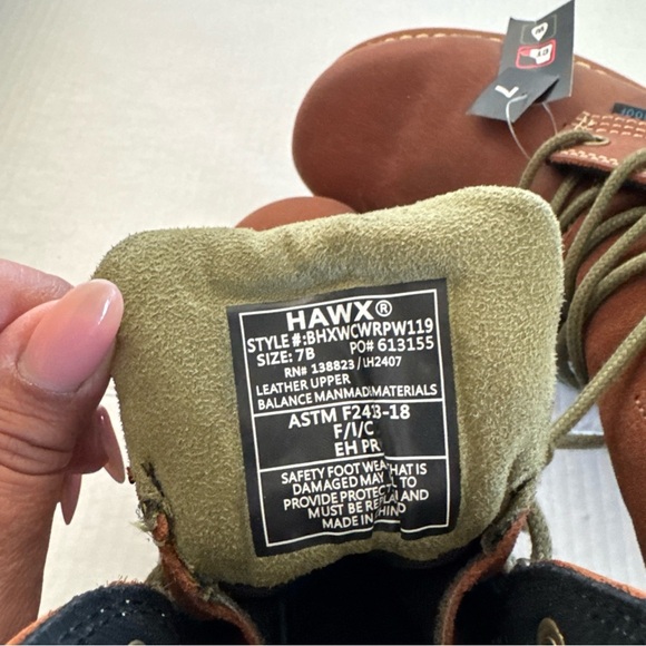 Hawx Brown Leather Boots with Green Laces - Picture 4 of 11